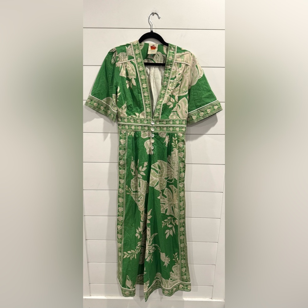 Farm Rio green monstera wide print jumpsuit - Picture 5 of 11